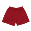 Red athletic shorts with an elastic waistband, featuring a smooth fabric and no visible logos.