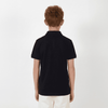 A black Youth Core Polo for children, featuring a standard collar and short sleeves, shown from the back.