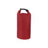 A red Oxford cloth dry bag with a securing clip at the top. It features a textured surface and a rounded shape.