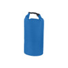 A blue Oxford cloth dry bag with a black strap and buckle closure, featuring a textured surface.