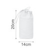 A foldable drawstring pencil case in white, featuring a cinch closure and measuring 20cm by 14cm.