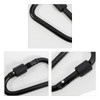 A black D-shaped screw lock keychain with a textured grip and a locking mechanism. Features a logo on the side.