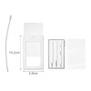 A square aluminium luggage tag in silver, featuring a clear window and an attached metal loop for fastening.