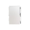 A white aluminium pocket notebook with a silver pen attached, featuring a simple design and a branding logo.
