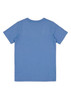 A blue short sleeve tee for kids, featuring a plain back and a subtle logo.