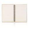 An A5 spiral-bound notebook featuring stone paper, with cream-coloured lined pages and a natural cover.