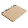 A spiral-bound A5 notebook made from stone paper with a brown, textured cover and a black spiral binding.