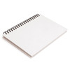A spiral-bound A5 notebook with a white stone paper cover and blank pages. It features a metal spiral binding.