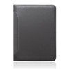 A black A4 executive zipper folder with a textured surface and contrasting stitching, featuring a side pocket and branding.