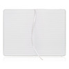 A A5 notebook journal with a leather-look cover, featuring lined pages and a ribbon bookmark in a light colour.