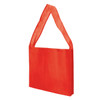 A red non-woven sling bag with press studs and a gusset, featuring a shoulder strap and a plain design.