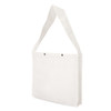 A white non-woven sling bag featuring press studs and a gusset, designed for easy carrying.