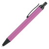 A metal ballpoint pen in a vibrant purple colour with a black clip. It features a smooth design and sleek finish.