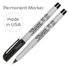 A set of black ultra fine permanent markers with a clip, featuring a branding logo. Made in the USA.