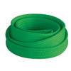 A green tubular lanyard, 10mm wide, coiled neatly. It features a textured surface and includes a logo.