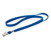 A blue tubular lanyard, 10mm wide, featuring a metal clip attachment and a simple, smooth design.