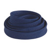 A rolled navy blue tubular lanyard, measuring 10mm in width, with a textured finish and branding.