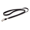 A black tubular lanyard, 10mm wide, featuring a metal clip and a branding logo.