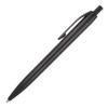 A black ballpoint pen with a sleek design and a clip for easy attachment. It features a branding logo.