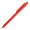 A red ballpoint pen with a smooth finish and a clip for easy attachment. It features a simple design and has a logo.