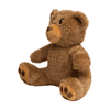 A brown teddy bear plush toy with soft fur, round ears, and a smiling face, featuring paw details on the feet.