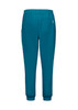 A pair of women's jogger scrub pants in teal, featuring an elastic waistband and two side pockets.