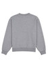 A grey women's crew sweatshirt with a relaxed fit and ribbed cuffs. The back is plain and features a logo.