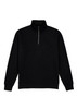 A black men's 1/4 zip jumper featuring a high collar and long sleeves, with a small zip at the front.