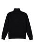 A black men's 1/4 zip jumper featuring a high neck and elastic cuffs. The back view displays a smooth, simple design.
