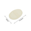 A natural cotton linen bath sponge pad in cream, oval-shaped, with a fabric back and measuring 14.5cm by 10cm.