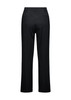 A pair of black women's soft stretch pants, featuring a straight leg design and a simple back view.