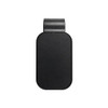 A black visor glasses holder with a sleek, rounded rectangular design and an attachment clip at the top.