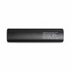 A black 5,000mAh power bank with a logo, featuring input and output specifications on one side.