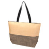 A large zipped tote in natural and black, featuring sturdy handles and a stylish design.