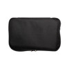 A black, zippered pouch with a smooth fabric exterior, featuring a simple design and no visible branding.