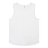 A white men's active tank top featuring a rounded neckline and a small logo on the side.
