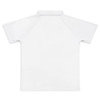 A white women's active polo shirt featuring a simple design with a collar and short sleeves.