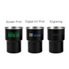 A stainless steel camping mug in black, featuring various printing options and a logo on each.