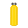 A drink bottle in vibrant yellow with a stainless steel cap, featuring a smooth, sleek design.
