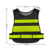 A gourd-shaped, hi-vis reflective adjustable safety vest in bright yellow with black trim and adjustable straps.