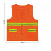 An orange Hi-Vis reflective button-down safety vest featuring two front pockets and reflective stripes.