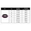 A table displaying sizes, internal diameters, and circumferences for NFC Carbon Fiber Rings in black.