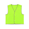 A bright yellow safety vest with reflective trim and a Velcro placket, designed for high visibility.