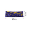 A brushed polyester thermal headband featuring a vibrant purple and yellow design, measuring 25cm by 8cm.