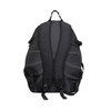 A black Brighton Backpack featuring padded shoulder straps and multiple compartments. It has a branding logo.