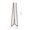 A narrow twill weave scarf in cream and black, measuring 120cm by 5cm, featuring a logo.