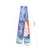 A long satin scarf in blue with festive Christmas Day design and a print of Santa, measuring 145cm by 12cm.