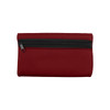 A small red neoprene pencil pouch with a black zipper. It features a smooth, solid exterior.