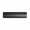 A black 5,000mAh power bank with a simple design and an indicator light. It features a logo.