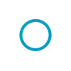 A circular product in bright teal, featuring a simple minimalist design and a blank centre.